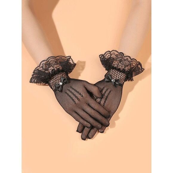 ? 2PCS Pinup Retro Vintage Classy 1950s Black Hat Gloves Accessories Set NEW main image 10